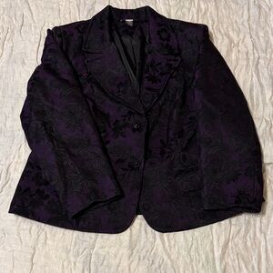 Studio 1940 Elegant Black & Purple Floral Blazer Shoulder Pads